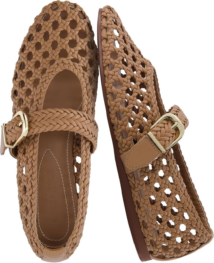 CUSHIONAIRE Wit Hand Woven Womens Flats, Comfortable Mary Jane Ballet Flat with Adjustable Buckle... | Amazon (US)