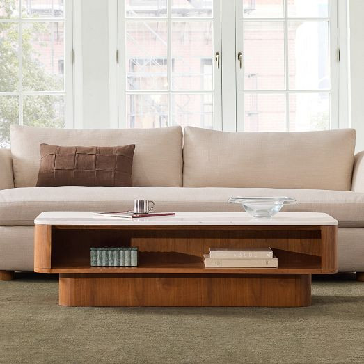 Panorama Marble Open Storage Coffee Table (52") | West Elm (US)