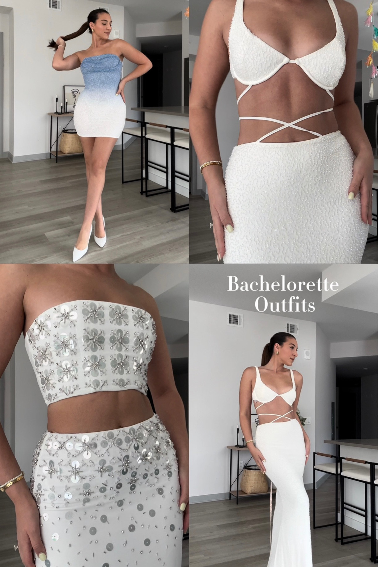 #bridaloutfits #bachelorettelooks #bride #whiteset #whitedress 