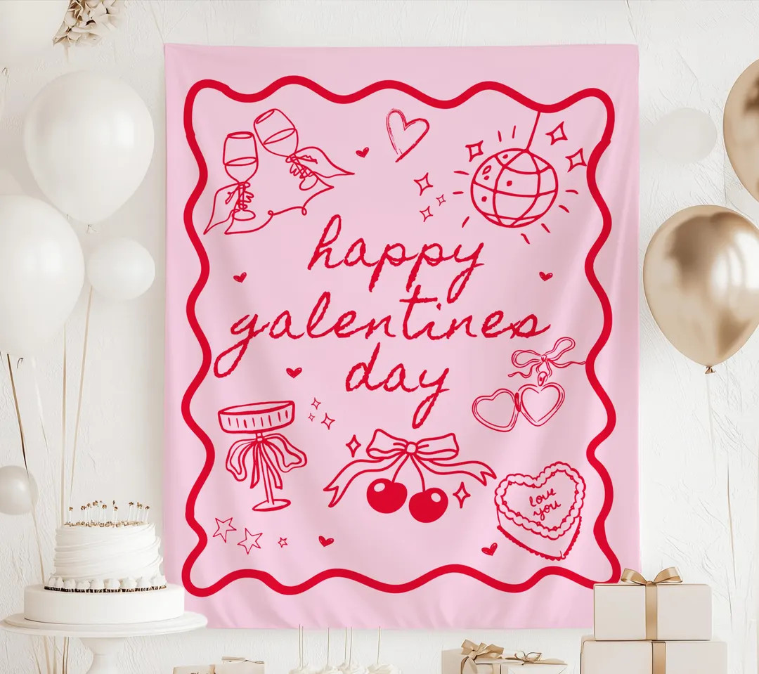 Galentines Day Backdrop, Galentines Party Decorations, Valentines Backdrop, Galentines Day Welcom... | Etsy (US)