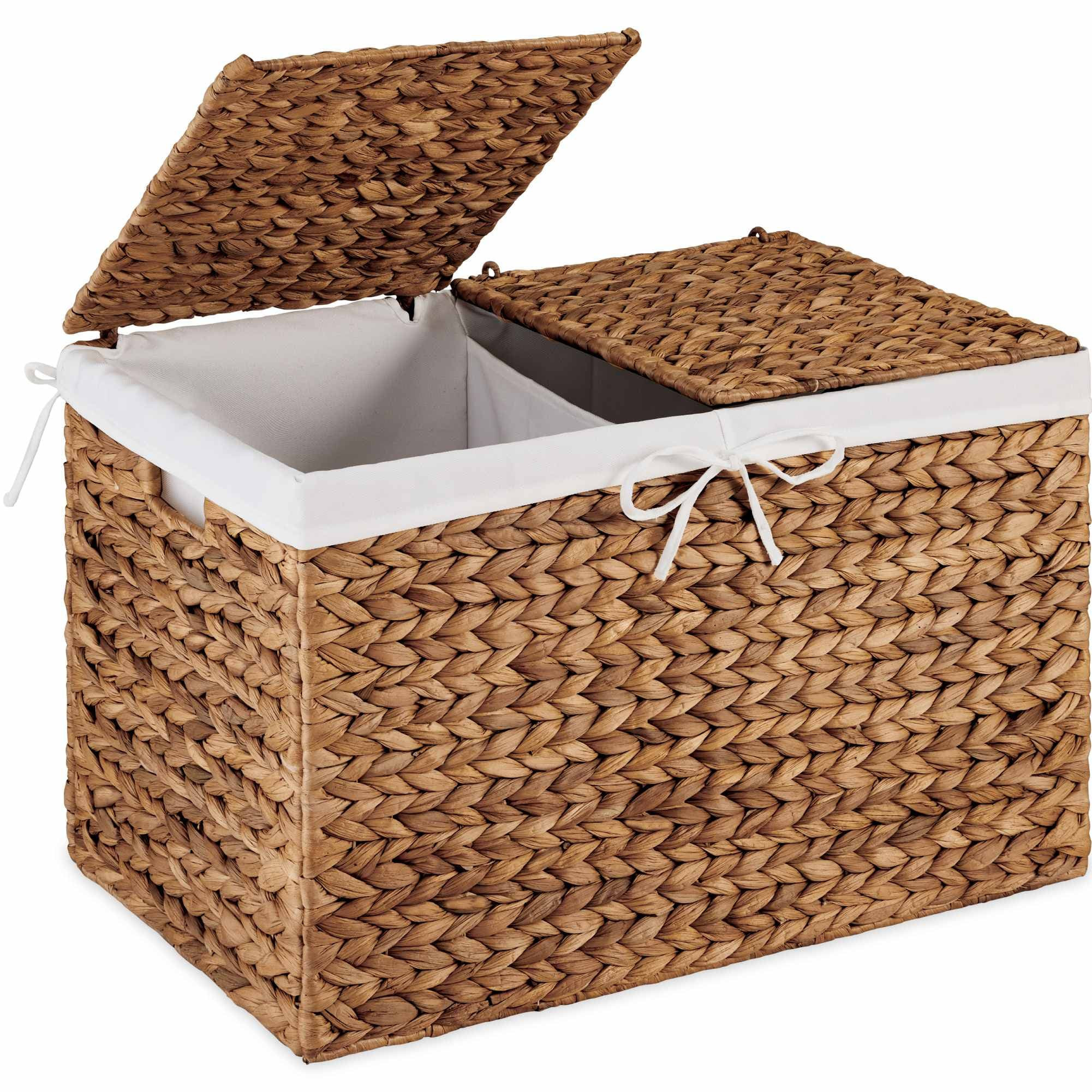 Best Choice Products Large Storage Basket w/ Separate Lid Washable Sectioned Liner Bag - Chestnut | SKY11102 | Lowe's