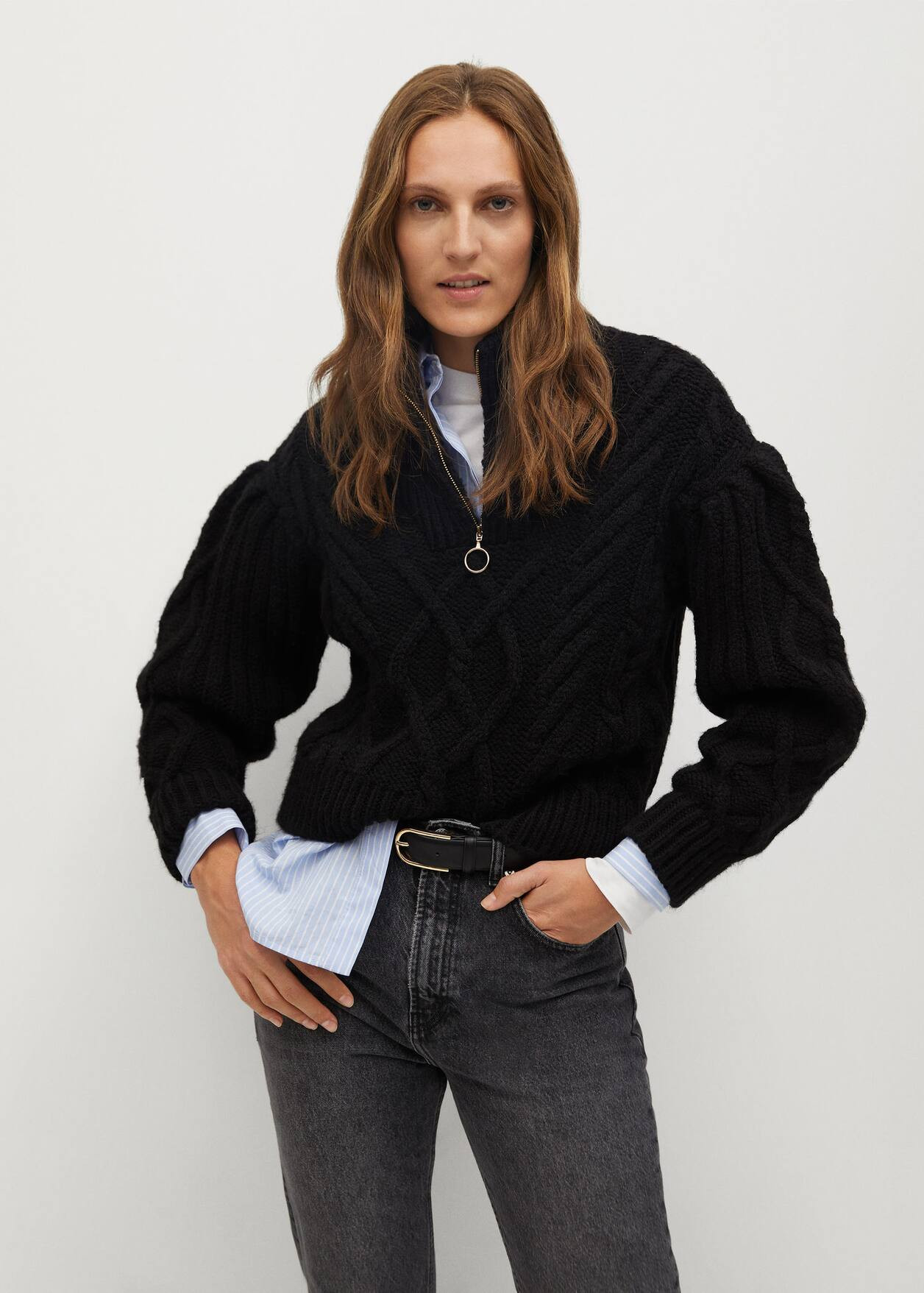 Zip knit sweater | MANGO (US)