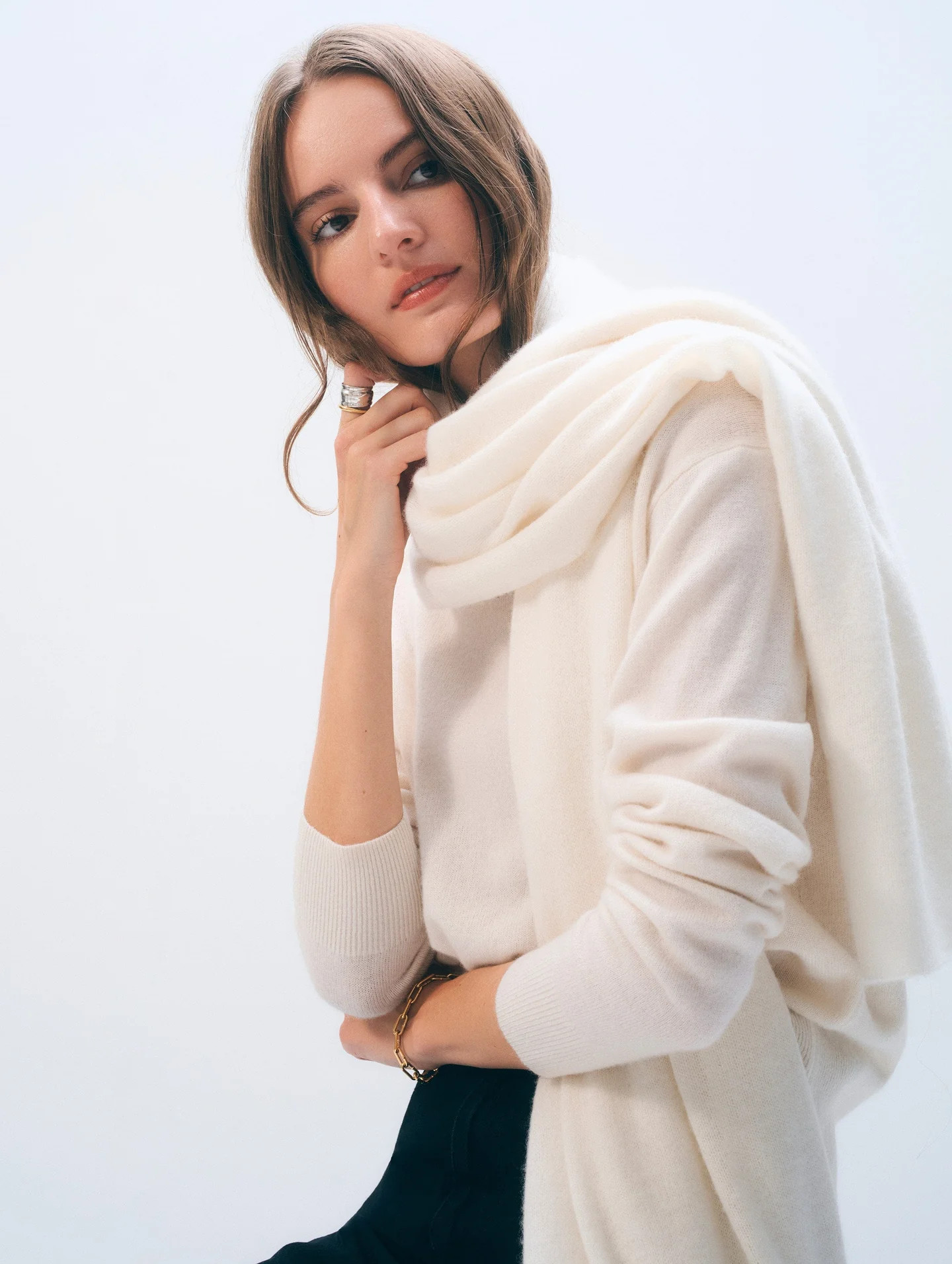 Cashmere Travel Wrap | Soft White | White and Warren