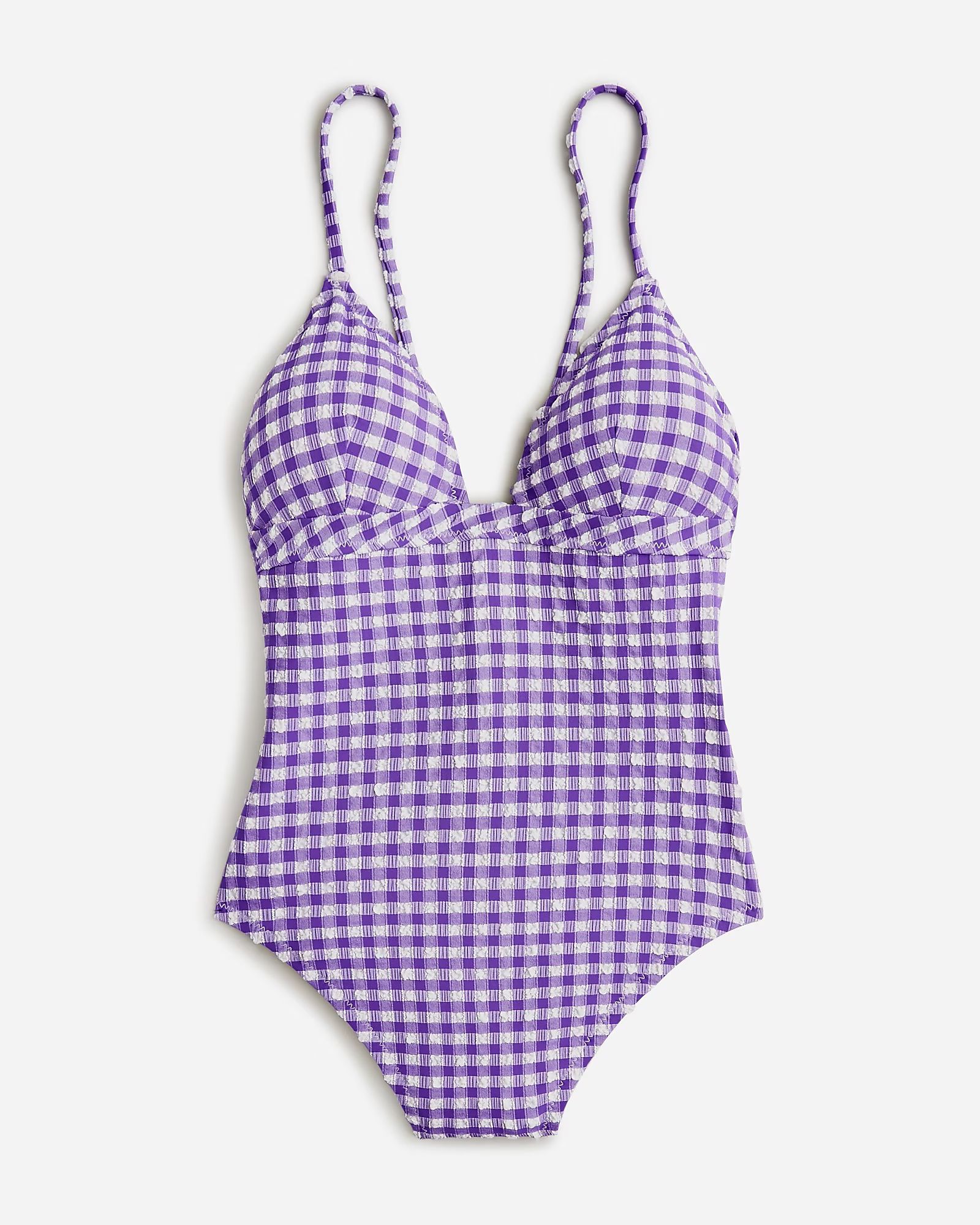 Plunge one-piece swimsuit in gingham | J.Crew US