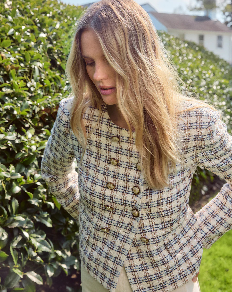 Bentley Tweed Jacket in Ivory/Camel | Veronica Beard | Veronica Beard