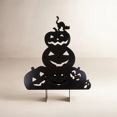 Metal Pumpkin and Cat Silhouette Yard Stake | Birch Lane