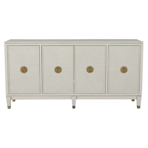 Strella Cabinet - Cerused White/Stainless Champagne - Gabby | One Kings Lane