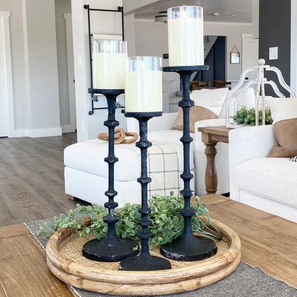 Black Textured Candlestick (Three Sizes to Choose From) | Interior Delights