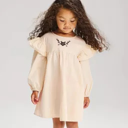 Toddler Girls' Floral Embroidered Long Sleeve Dress - Cat & Jack\u2122 Cream 18M | Target