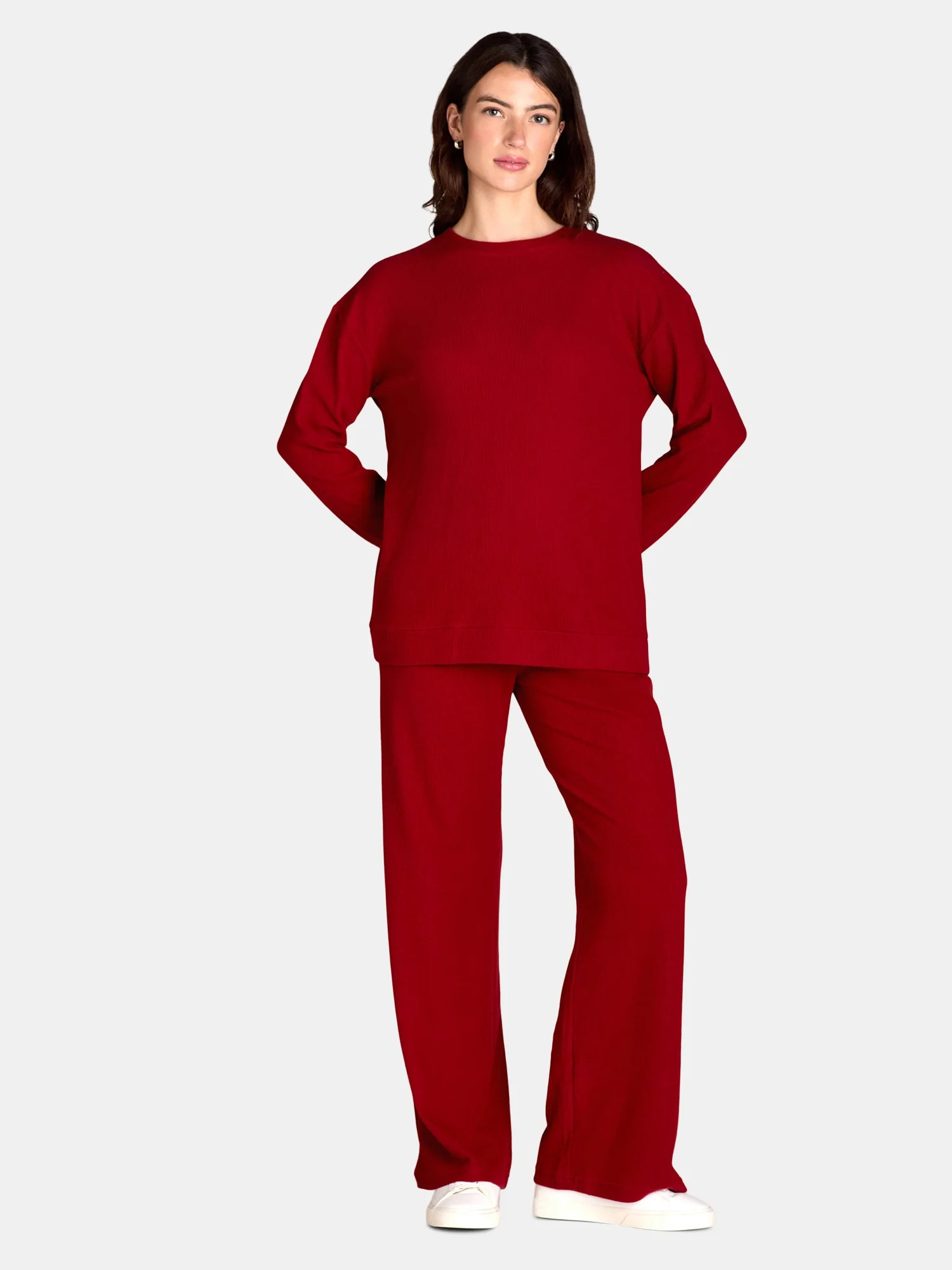 Lissome Women’s Brushed Ribbed Oversized Top and Pants Lounge Set, 2-Piece, Sizes S-3X | Walmart (US)