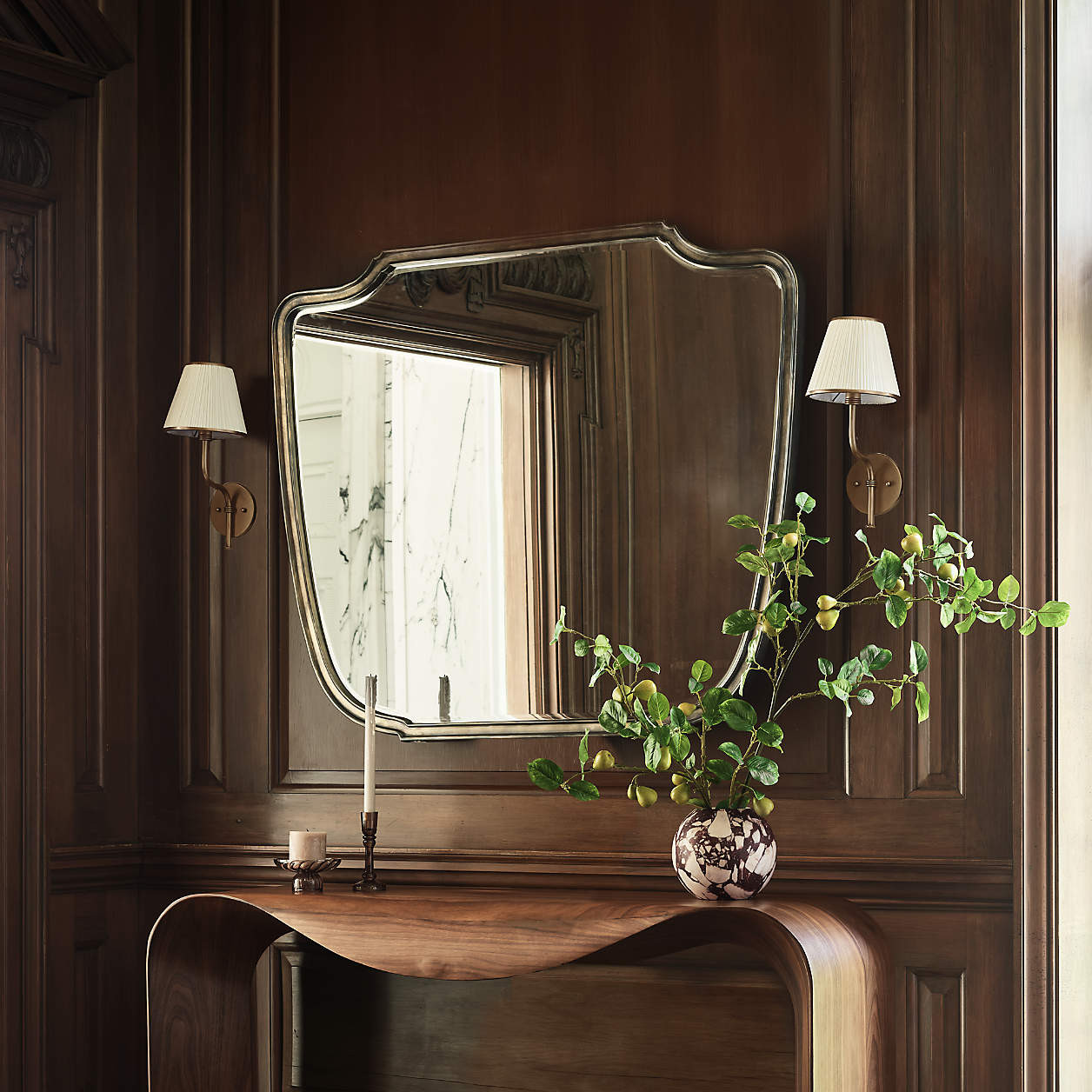 Capriano Antique Bronze Metal Mantel Wall Mirror 50"x41" + Reviews | Crate & Barrel | Crate & Barrel