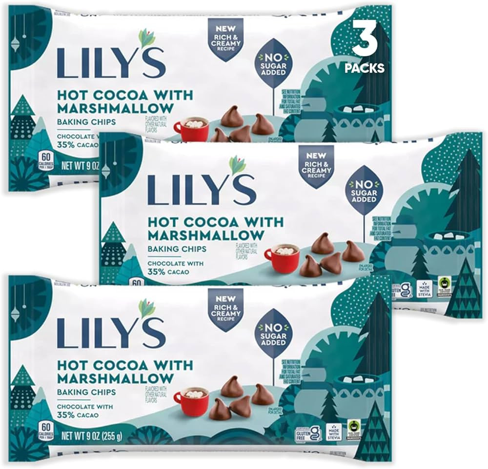 Lilys Hot Cocoa with Marshmallow Flavor Baking Chips 3 packs - No Sugar, Low Carb, Rich & Creamy ... | Amazon (US)