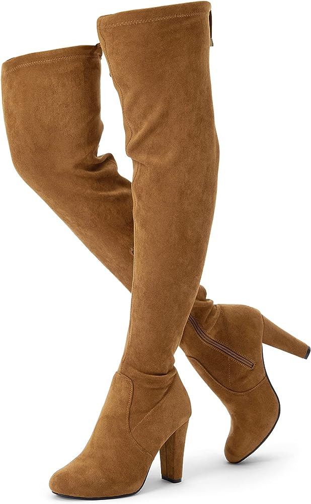 Vepose Women's 994 Fashion Suede High Chunky Heel Over The Knee High Boots with Zipper | Amazon (US)