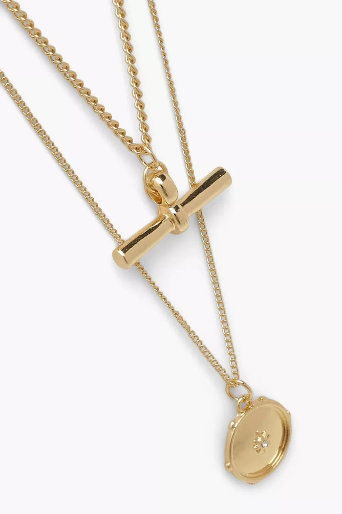 T-Bar Double Layer Necklace | Boohoo.com (US & CA)