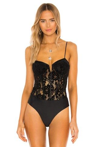 CAMI NYC The Anne Lace Bodysuit in Black from Revolve.com | Revolve Clothing (Global)