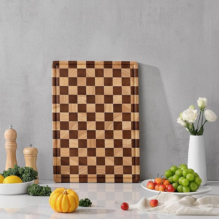 Acacia Wood Cutting Board for Kitchen – Chopping Board with Grooves & Handles, Large Wooden Cut... | Amazon (US)