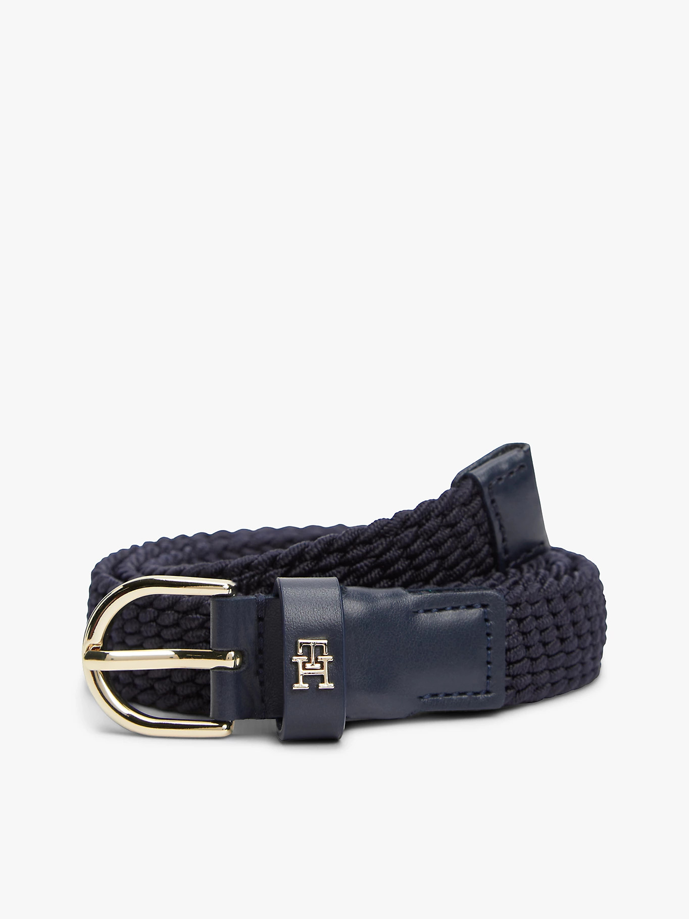 Essential Rounded Buckle Braided Elastic Belt | Blue | Tommy Hilfiger | Tommy Hilfiger UK