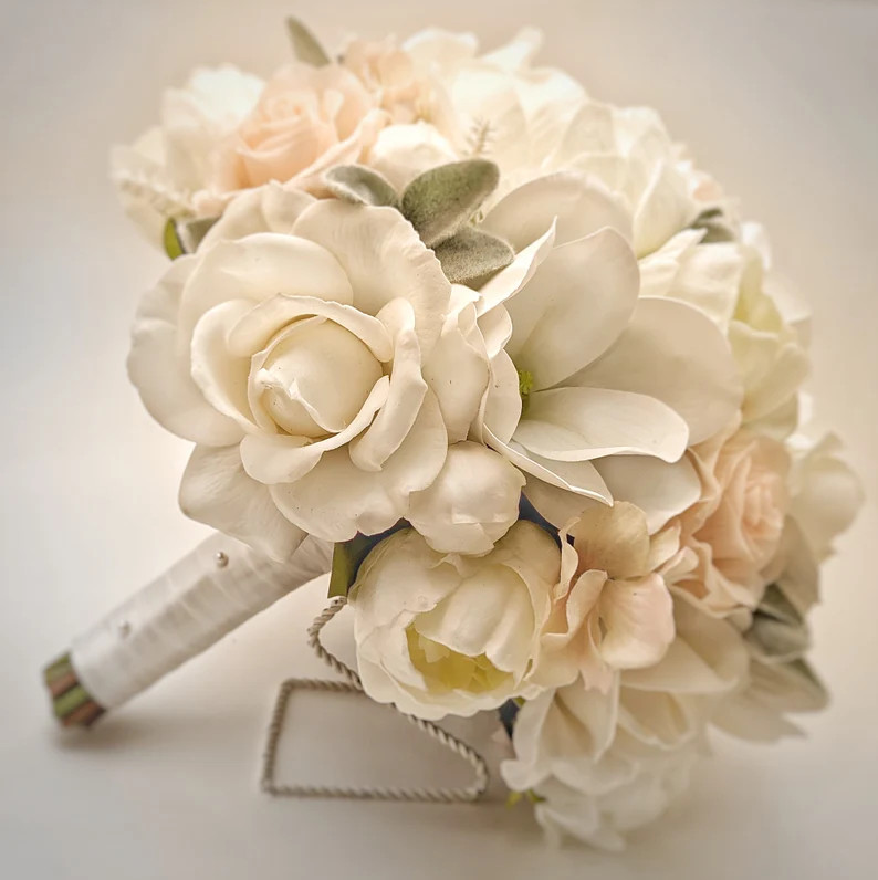 Real Touch Artificial White Blush Peonies Roses Magnolia - Etsy | Etsy (US)