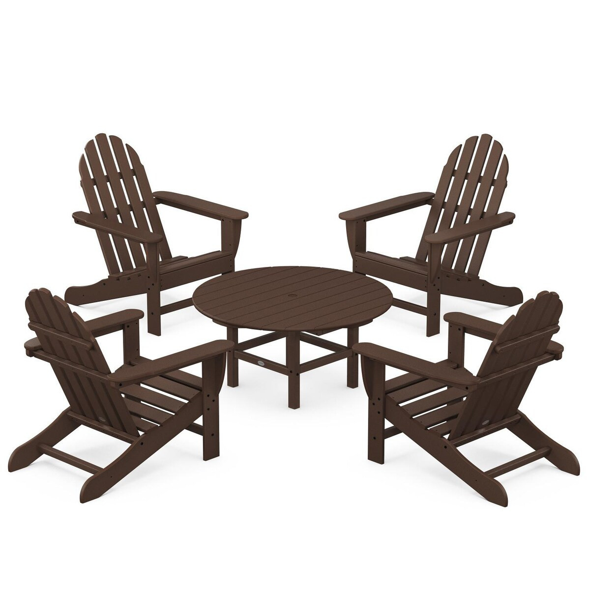 POLYWOOD Classic Adirondack 5 Pc Recycled Plastic Seating Set in Mahogany by - PWS704-1-MA | BBQ Guys