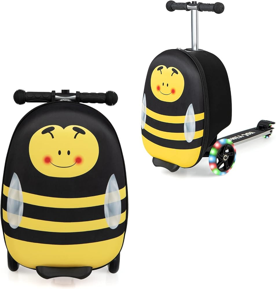 HONEY JOY Kids Scooter Suitcase, 18” Children Carry on Scooter Luggage w/Light-up LED Wheels, W... | Amazon (US)