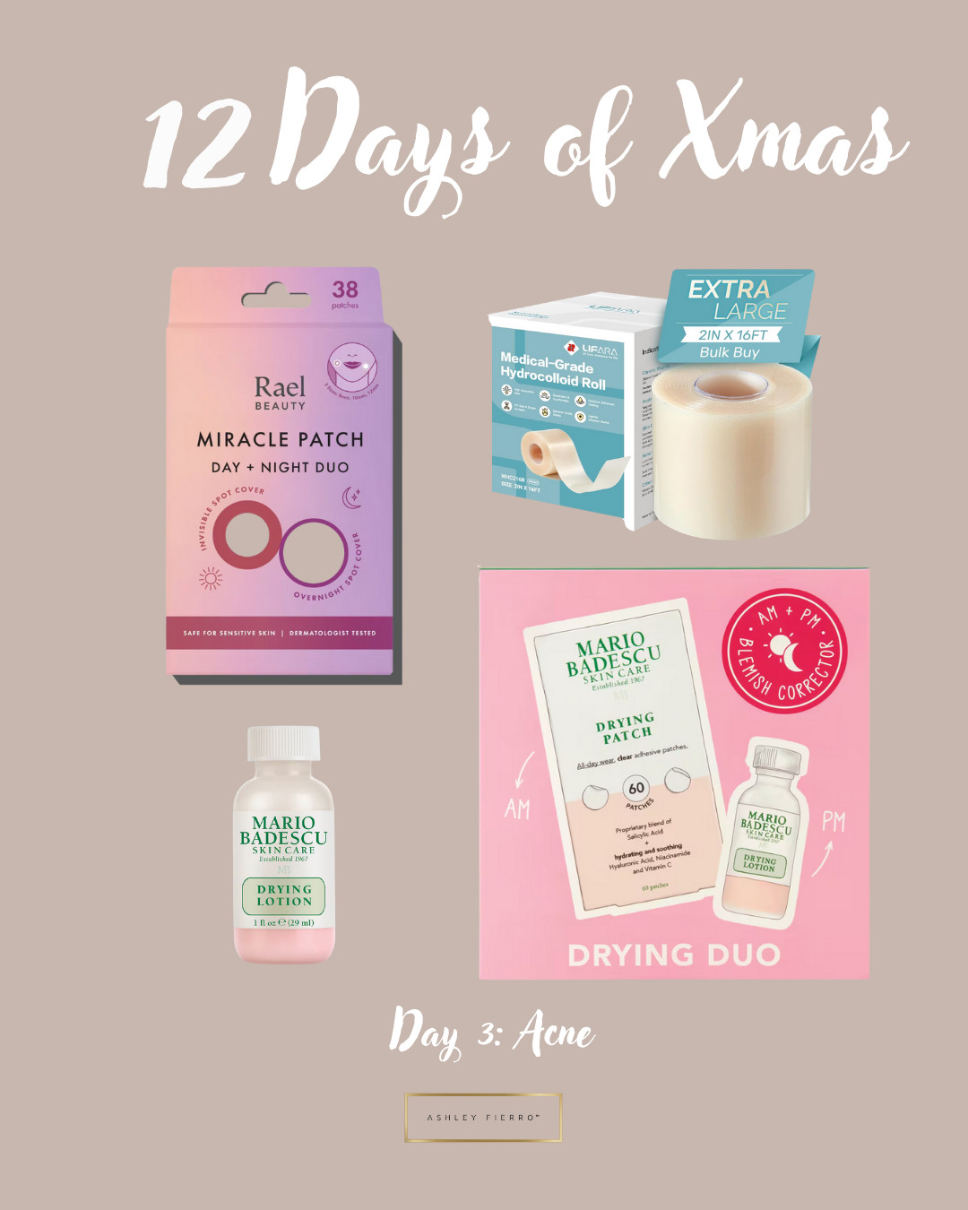 12 Days of Christmas • Day 3: ACNE 🔥
Acne tools I love for teens + adults.
Let’s talk pimple patches…
Those cute star ones? ✨ Fun, but not functional.
What does help:
✔️ Hydrocolloid patches — check the label
✔️ You can even buy hydrocolloid in a large roll and cut your own
Not into patches? Another great option:
✔️ Drying lotion as an overnight spot treatment
And the unsexy-but-effective habits:
✨ Hands OFF your face
✨ Clean your phone with alcohol
✨ Change pillowcases + towels often (daily if you’re struggling)
Build your toolkit, support your skin, and give yourself some grace — acne happens at every age. 🎁
 

 #LTKGiftGuide #LTKHoliday #LTKBeauty