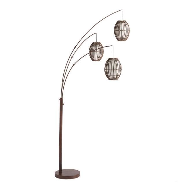 Brown 3 Light Adjustable Tiki Arc Floor Lamp | World Market