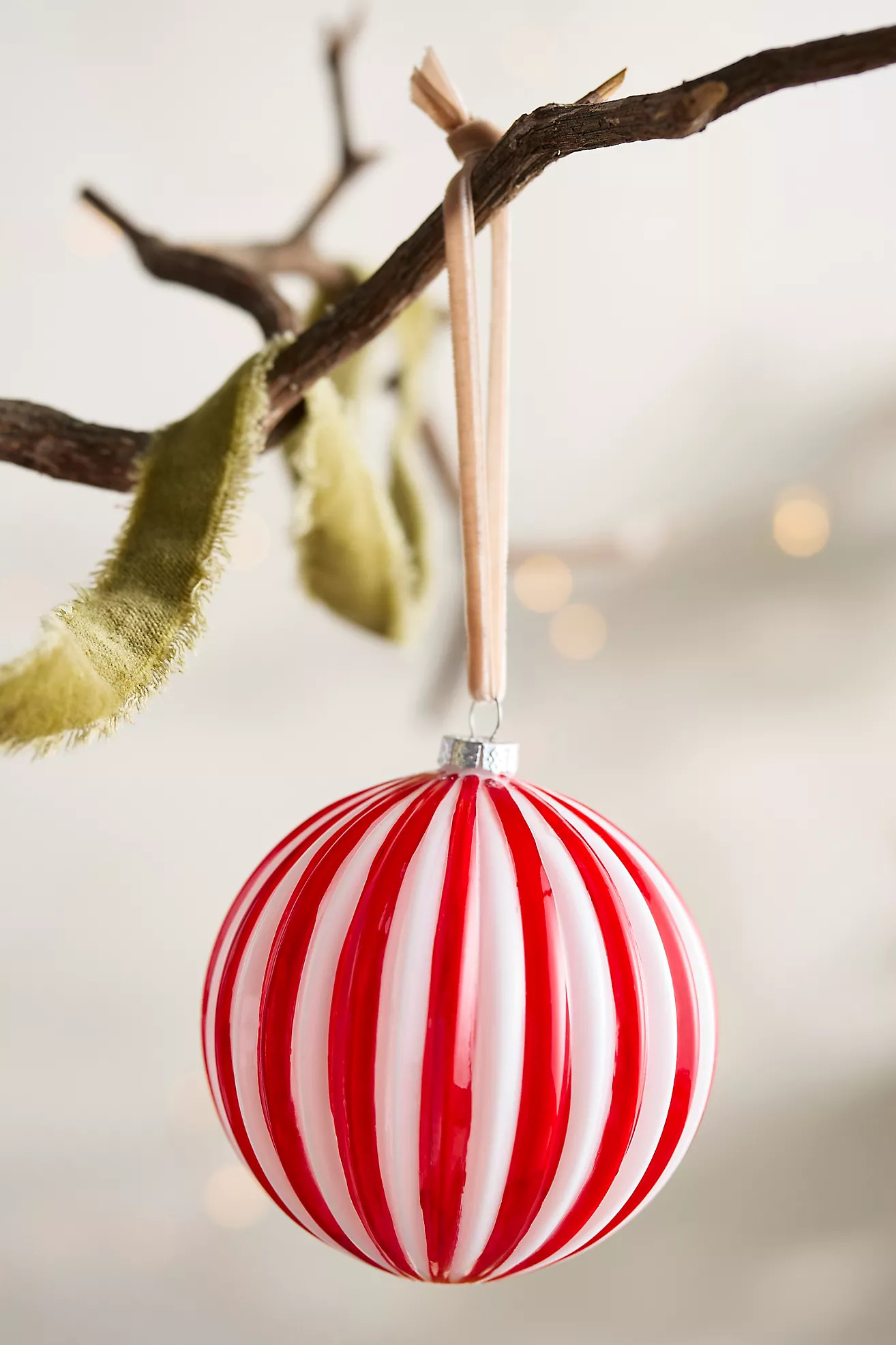 Terrain Peppermint Candy Ball Glass Ornament | Anthropologie (US)
