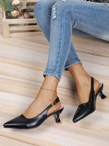 Women's Black Suede High Heels, Pointed Toe Pumps For Office Work, French (One Size Smaller) | SHEIN