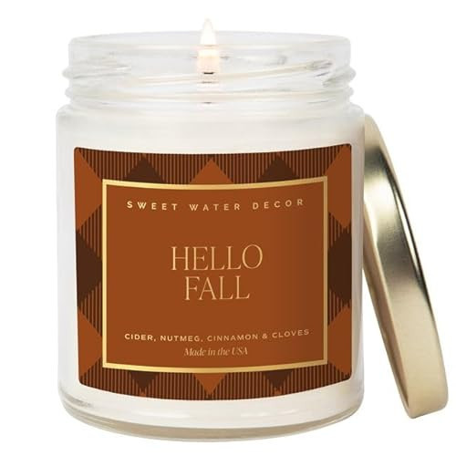 Sweet Water Decor Hello Fall Soy Wax Candle, 9oz Jar, Thanksgiving Gift | Amazon (US)