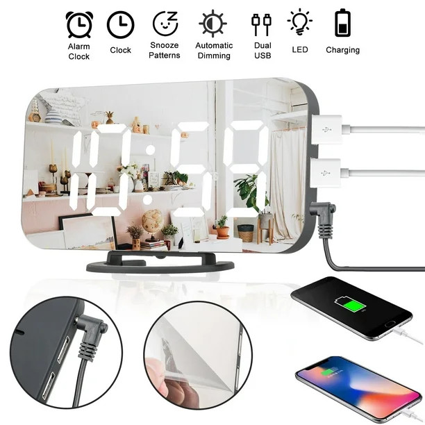 EEEkit 0.5" x 3.07" Digital Display Sensor Automatic Portable Modern Battery Operated Mirror, Sof... | Walmart (US)