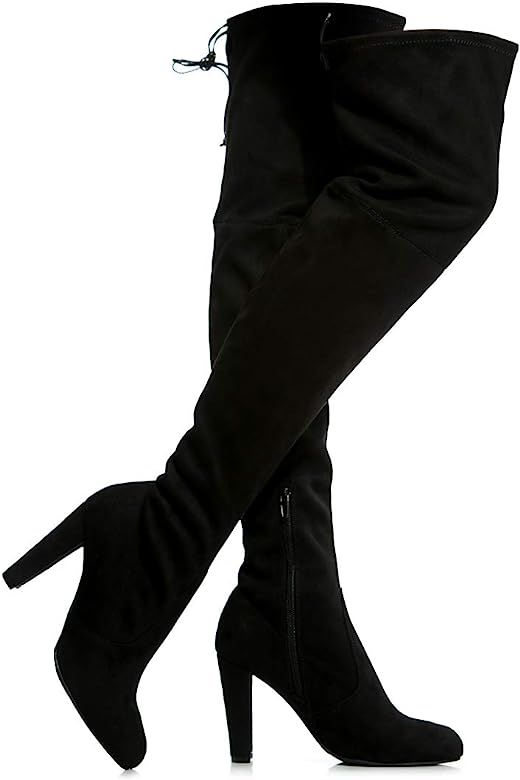 Women's Over The Knee Boots - Sexy Drawstring Stretchy Pull on - Comfortable Block Heel | Amazon (US)