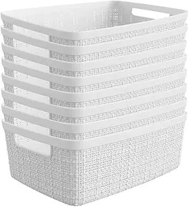 Curver Jute Decorative Plastic Organization and Storage Basket Perfect Bins for Home Office, Clos... | Amazon (US)