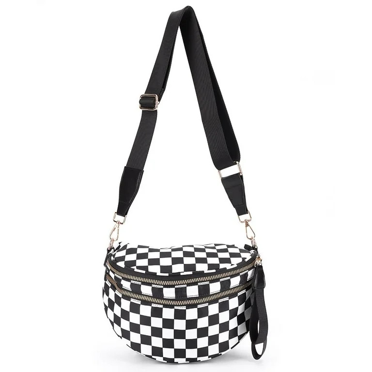 AEVOS Crossbody Bag,Checkered Purse for Women Black and White Bum Bag Fanny Packs Belt Bag Sling ... | Walmart (US)