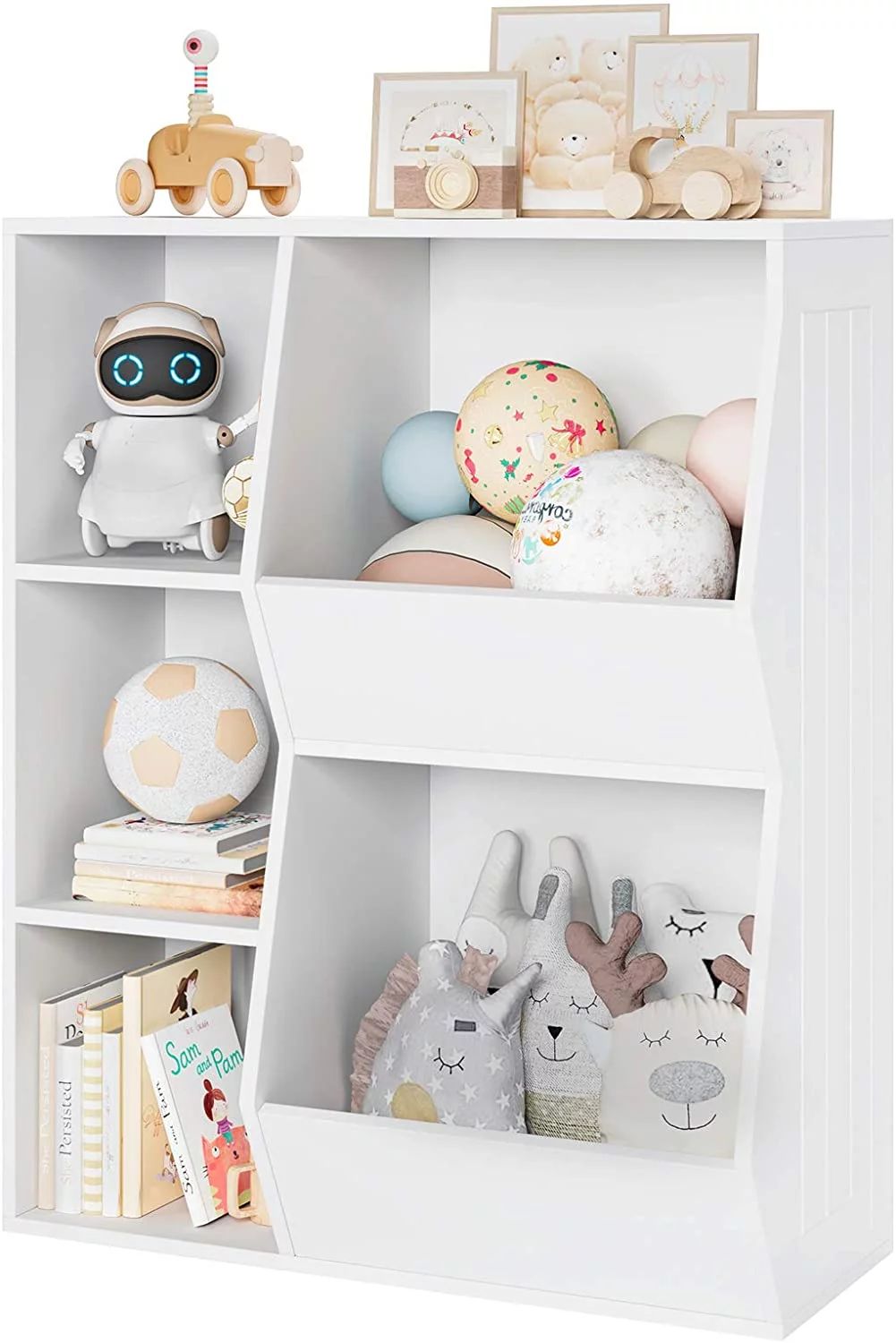 Homfa 5 Cube Kids' Bookcase, Children's Toy Storage Cabinet, Toddlers' Wide Bookshelf, White Fini... | Walmart (US)