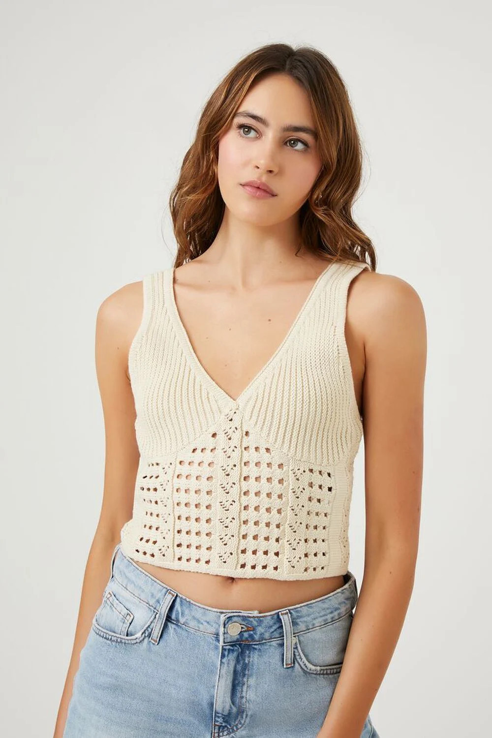 Pointelle Sweater-Knit Crop Top | Forever 21 (US)