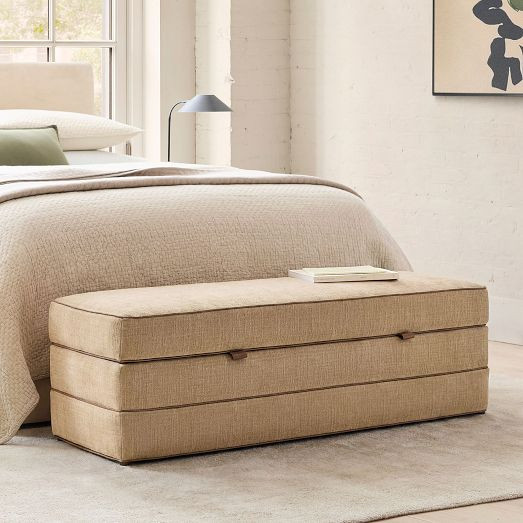Tuck Storage Bench w/ Vegan Leather Piping (58") | West Elm (US)