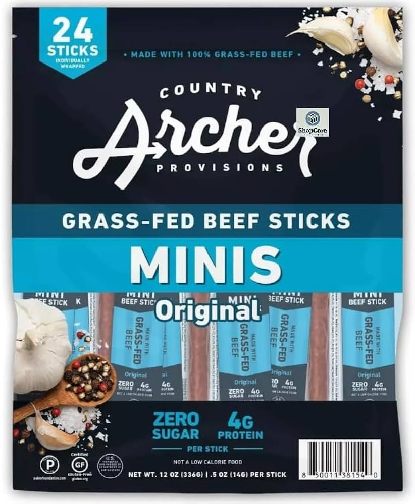 Archer Provisions Grass-Fed Mini Beef Sticks, 24 Sticks Per Bag, 4g Protein Per Stick | Original ... | Amazon (US)