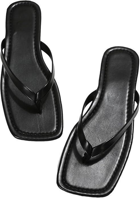 GORGLITTER Women's Flip Flops Square Thong Sandals Summer Flat Slippers | Amazon (US)