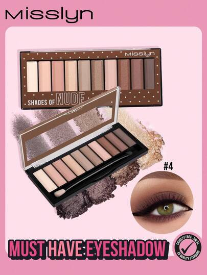 Misslyn Must Have Eyeshadow Shades, Shade Of Nude, Pigmented Matte & Shimmer Shades, Long Lasting, Blendable Powder, Natural Colors, Rich Colors With Velvety Texture, Y2K Makeup Party Beach Travel Holiday Camping Outdoors Present Rose Fashion Girl New Year Cosmetic Cosplay Best Trip Festivals Color Fancy Campus School Charm Vibe Cny Chinese New Year, Valentine's Day Gifts,Vegan,Cruelty Free | SHEIN