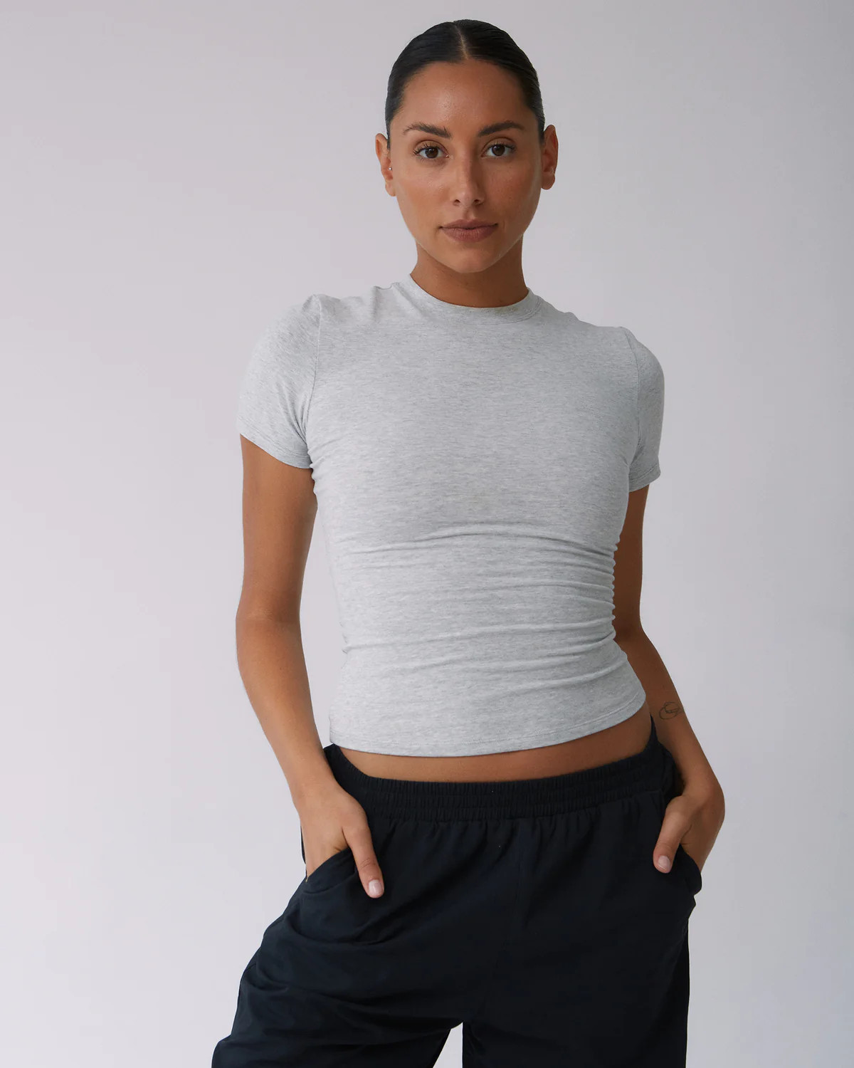 Short Sleeve Top - Grey Melange | Adanola UK
