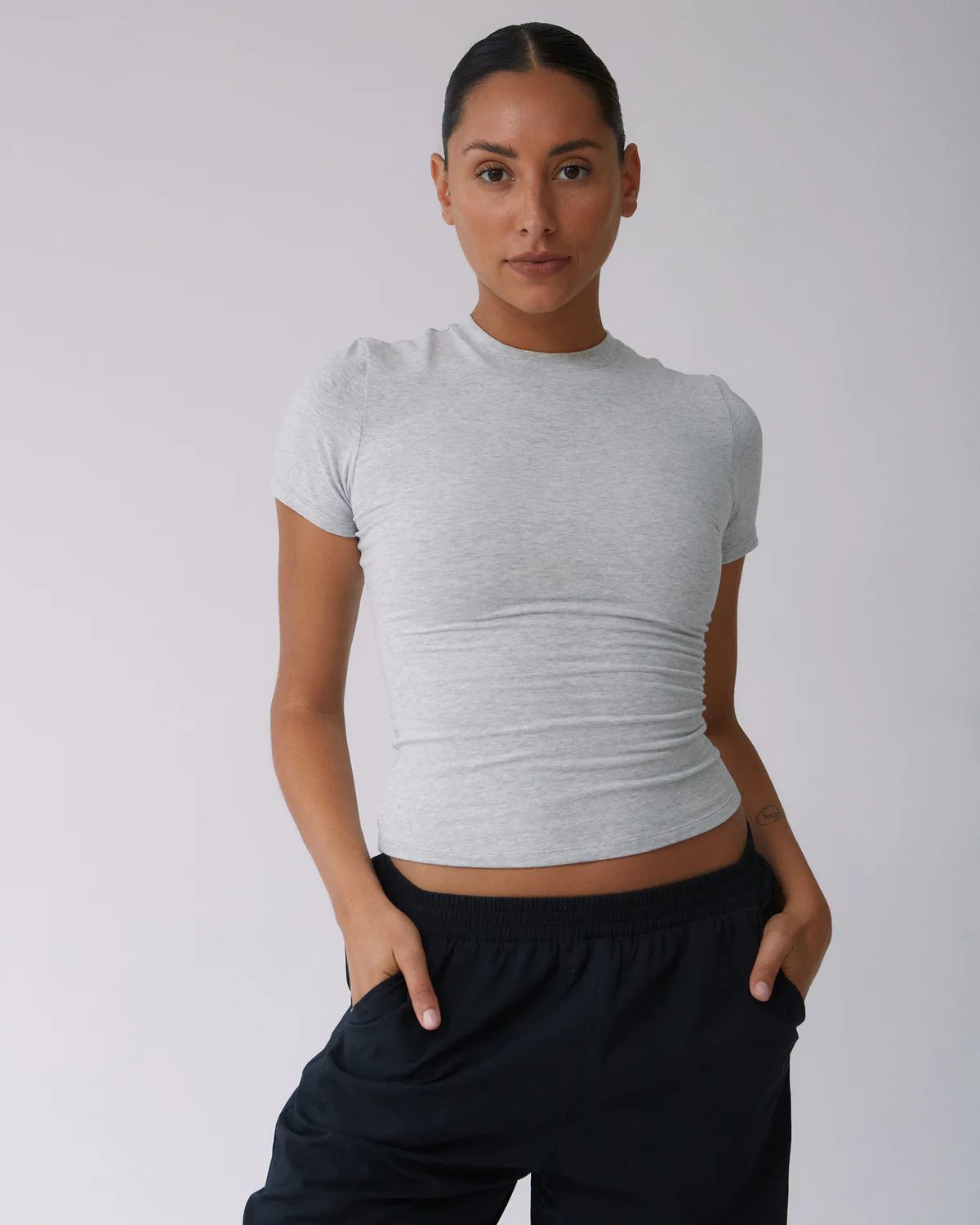 Short Sleeve Top - Grey Melange | Adanola UK