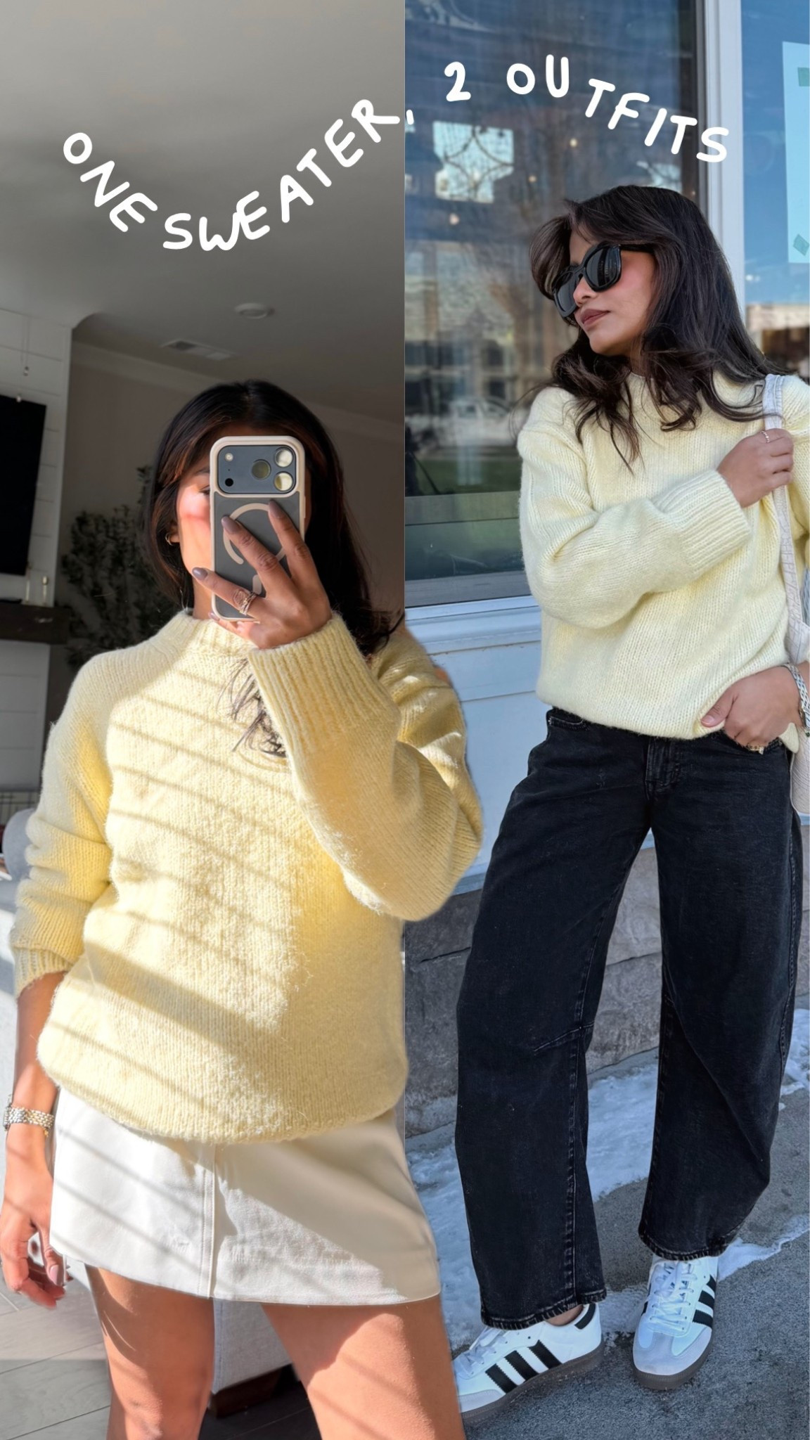 Petite and mom friendly weekend outfit 
Wearing xs in sweater, and 25 short/petite in barrel jeans 

Wearing 4 in mini skirt 

Hm, gap

#LTKPetite #LTKootd #LTKSeasonal