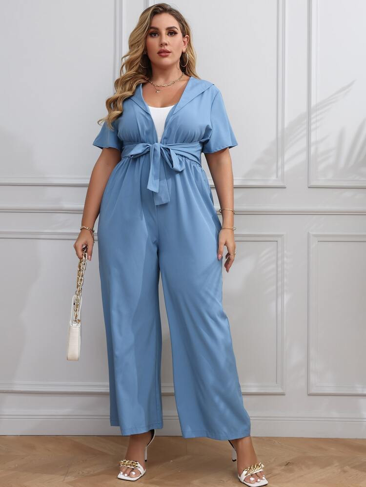 New
     
      Plus Solid Wide Leg Jumpsuit | SHEIN
