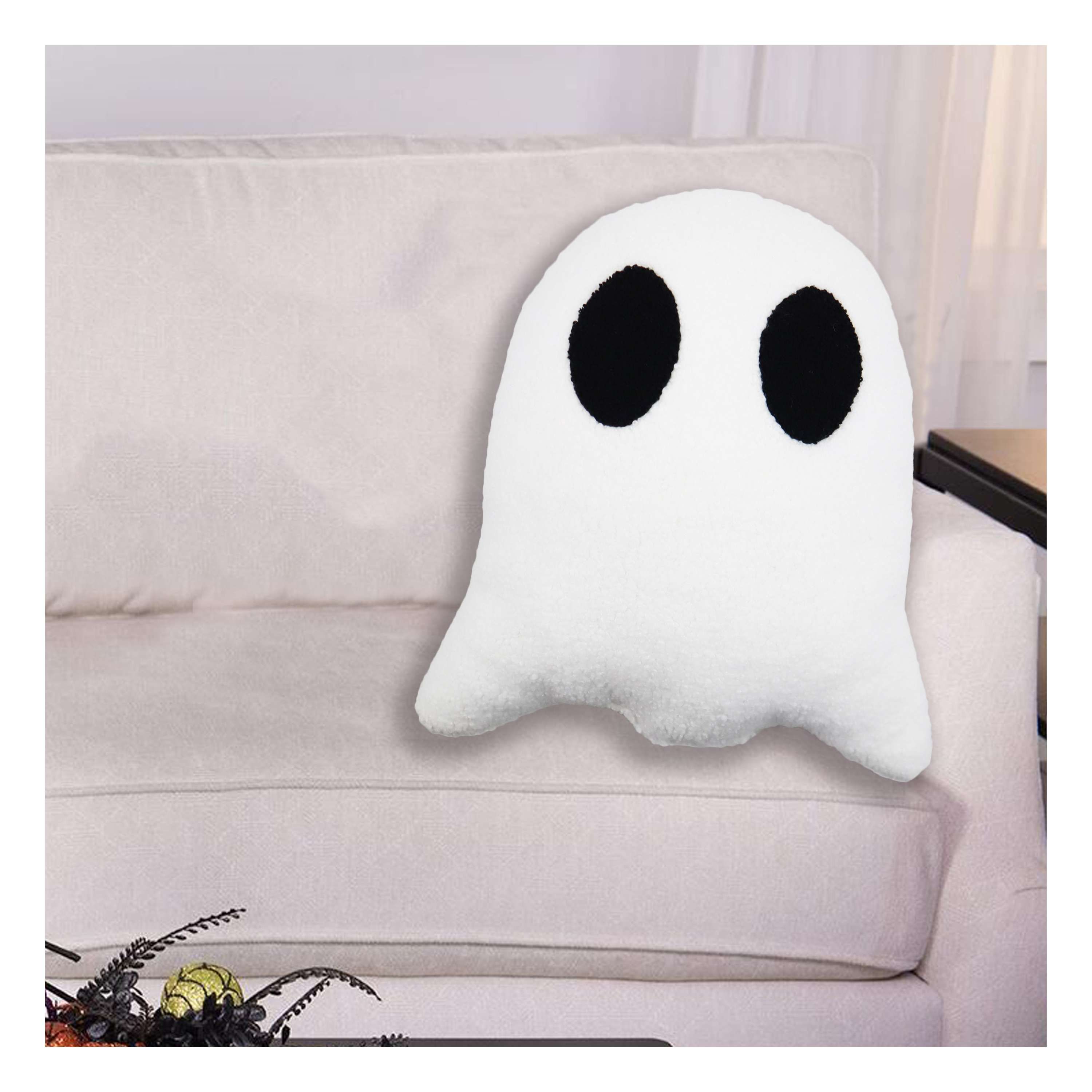 Halloween Black & White Ghost Decorative Pillow, 13.5 in, by Way To Celebrate - Walmart.com | Walmart (US)