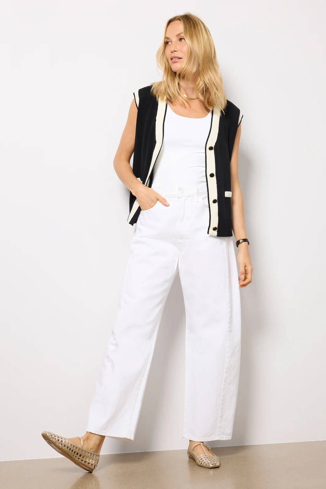 MOTHER Women's Full Pipe Ankle Jeans, Size 30, White | Evereve