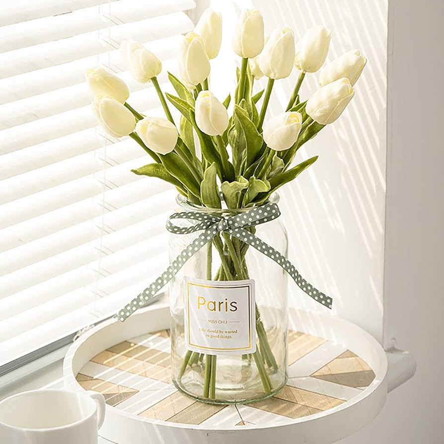 Foraineam 30 Pcs Fake Tulip Flowers Real Touch Tulip Artificial Flower for Home Office Wedding Pa... | Amazon (CA)