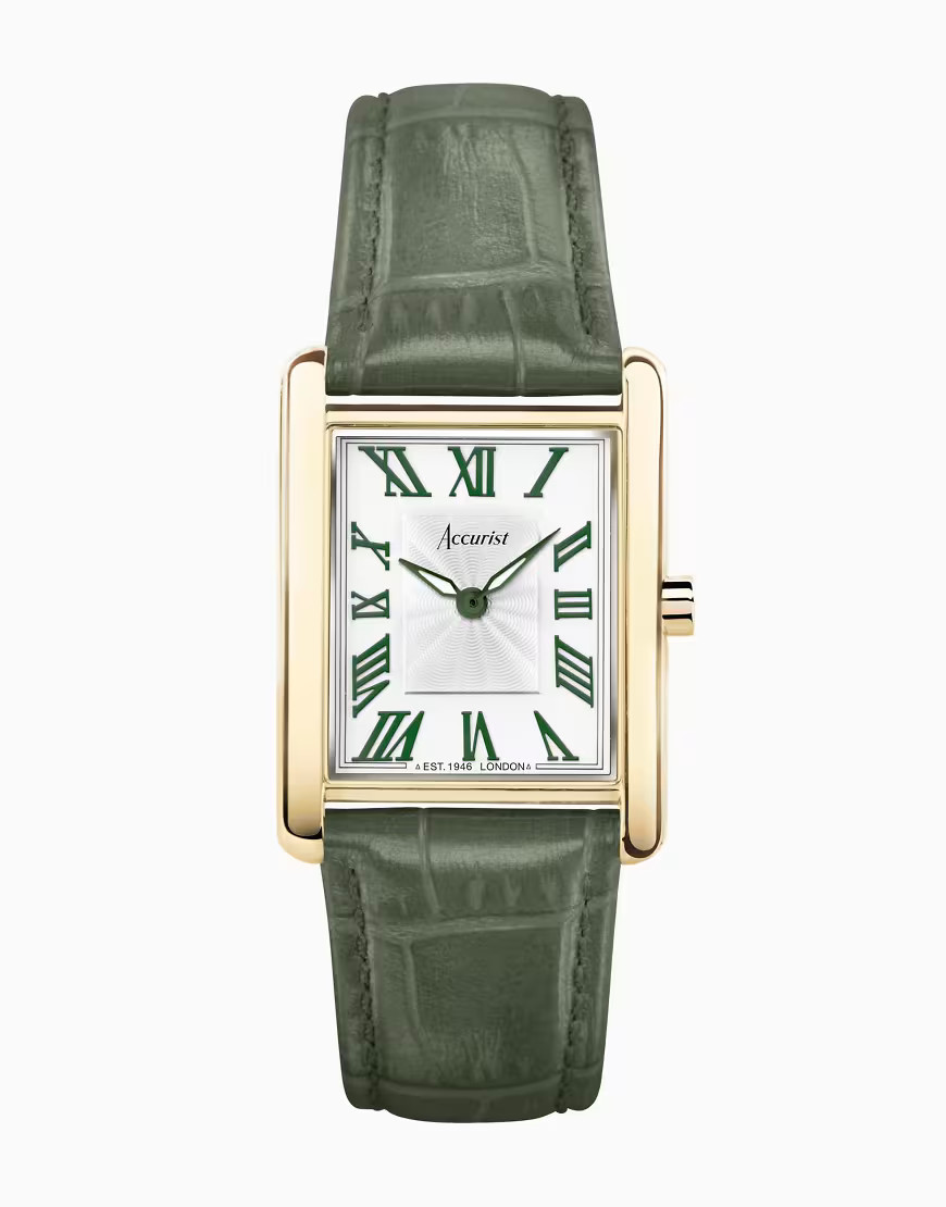 Accurist Ladies rectangle watch in white and green | ASOS (Global)