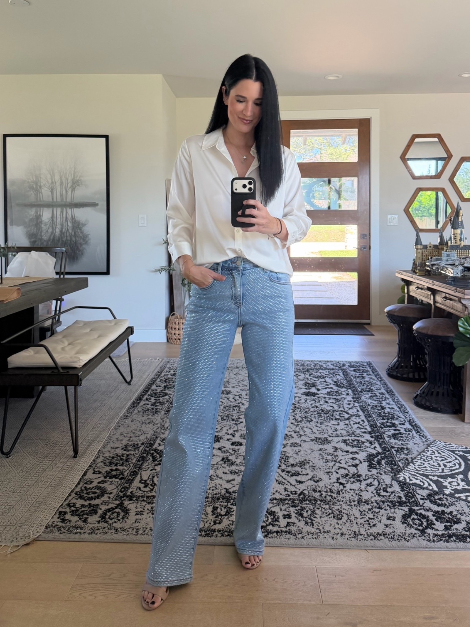 My @The Noli Shop button down and embellished denim are both up to 70% off with code INSIDER! 

I’m wearing a medium in the button down shirt and a size 27 in the denim. I’m 5’8” for reference.

#LTKTall #LTKSaleAlert #LTKOver40