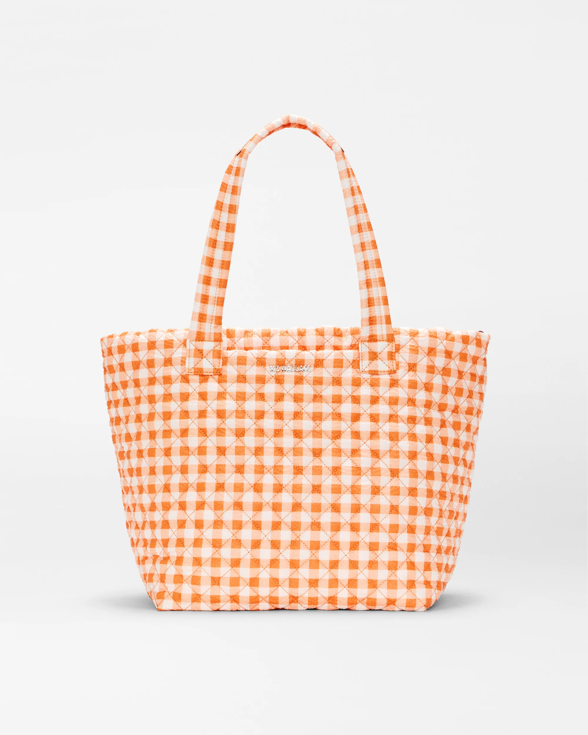 MZ Wallace Sunset Orange Gingham Medium Metro Tote Deluxe – Tote | MZ Wallace | MZ Wallace