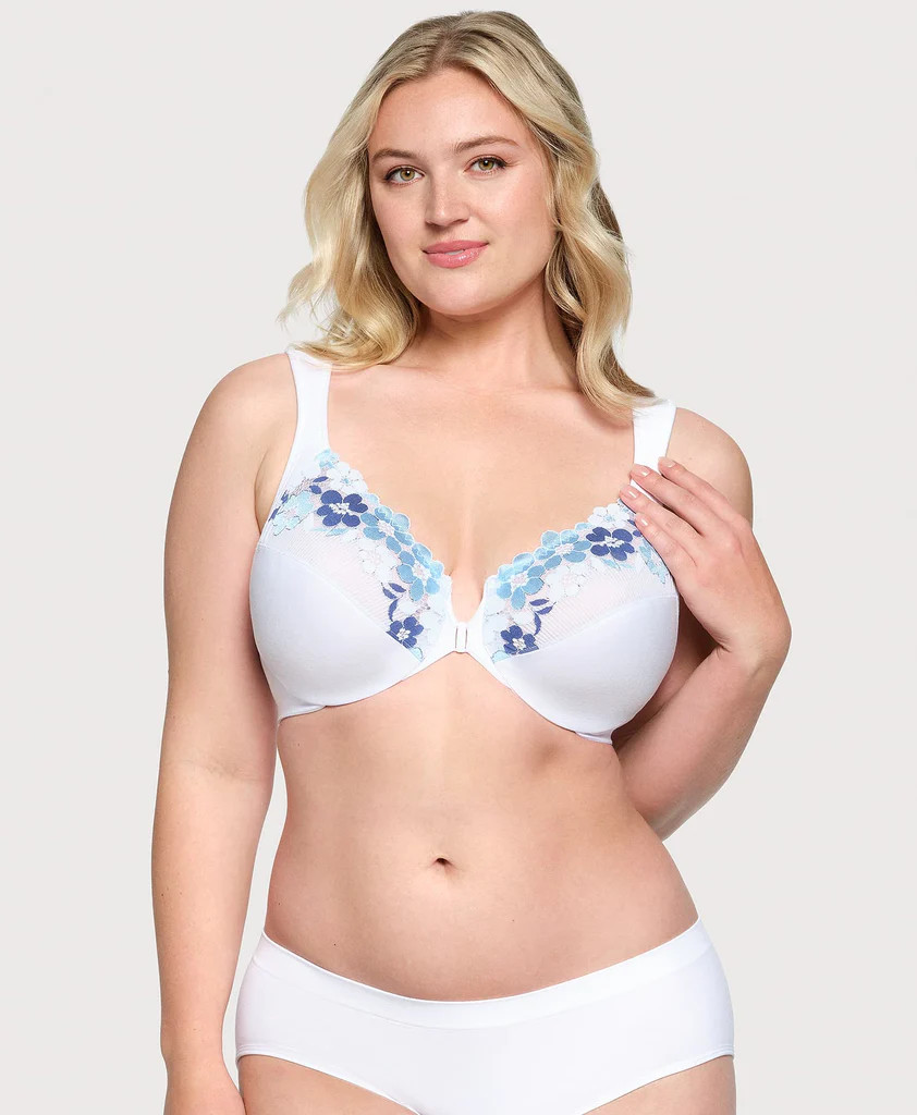 Front-Closure Cotton WonderWire Bra White | Glamorise Foundations
